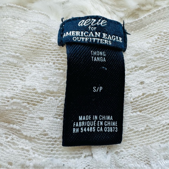 Aerie American Eagle Outfitters Lace Thong Tanga White Underwear Undies Panties - Picture 3 of 5